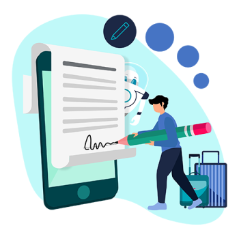 Ein Hotelgast unterschreibt seinen Meldeschein digital auf dem Smartphone in der mobile App von HelloGuest.